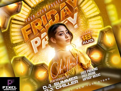 Weekend Music Party Flyer celebration club flyer design friday party graphic design party flyer party post photoshop psd flyer social media post weekend music party flyer weekend party