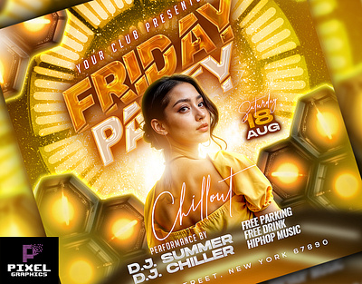 Weekend Music Party Flyer celebration club flyer design friday party graphic design party flyer party post photoshop psd flyer social media post weekend music party flyer weekend party