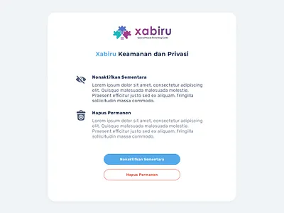 Deactivate Account Page Design for Xabiru Apps deactivation page protorype ui uiux ux web web design website