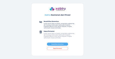 Deactivate Account Page Design for Xabiru Apps deactivation page protorype ui uiux ux web web design website