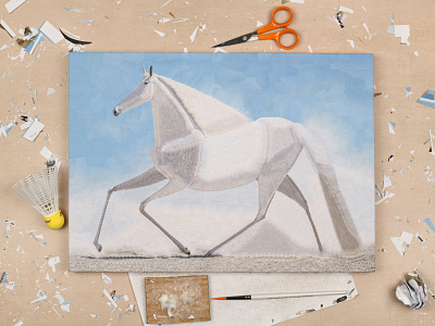 Meg, studio collage dribbble horse horse illustration horses illustration scissors