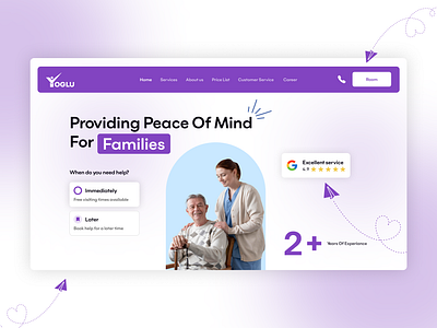 Older person care website design 🎀💯 3d animation branding graphic design logo motion graphics ui