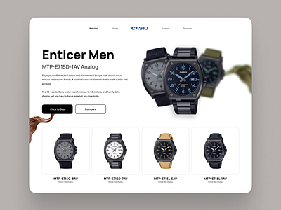CASIO Enticer Product Web Concept branding casio clean product web ui uidesign ux watch webpage webdesign webpage