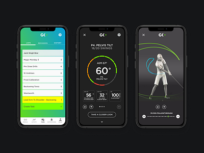 GK GOLF - MoCap Suit Golf App 2019 app app design apple app branding golf golf app ios mocap smart suit ui ux visual design