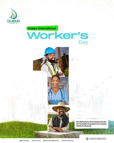 Happy International Worker's Day art graphic design poster design realestate workers day