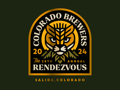 Colorado Brewers Rendezvous 2024 badge beer branding brewery colorado graphic design illustration lines logo mountain lion mountains patch