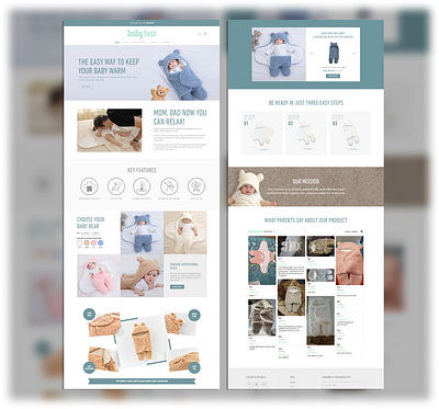Ui design for a Homepage of Babycare clothing Ecommerce Website baby blue branding cloths design ecommerce figma graphic design illustration logo mockup modern photoshop product sell shop towel ui vector white