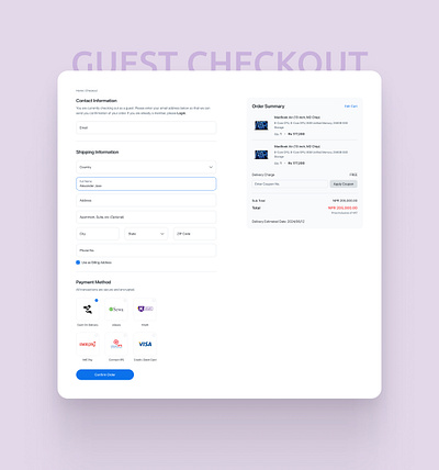eCommerce Guest Checkout Page checkout page ui ecommerce ecommerce checkout guest checkout ui
