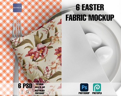Dye sublimation Easter Fabric Napkin Mockup fabric napkin template