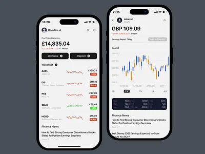 Stocks app design flat typography ui ux