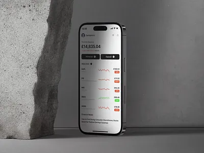 Stocks app design flat typography ui ux