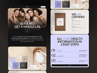 Truelli. Promo Website. Style Exploration beauty bodypositive design fashion health landing menstrual pad pads page promo scan scanner smart steps test typography ui ux women