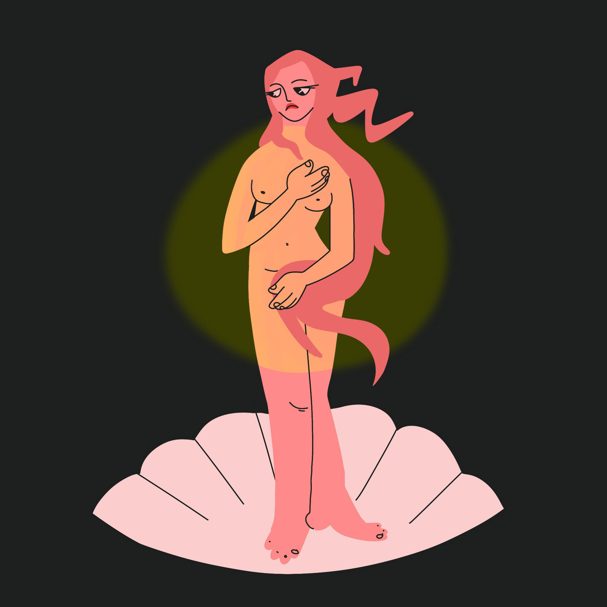 shame character character design emotion girl ill illustration michelangelo nature shame the birth of venus woman