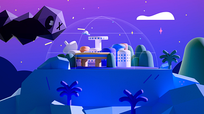 Discord | Safety Under The Stars 2.5d 3d animation 3d design after effects animation branding c4d design discord illustration