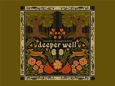 deeper well album art cardinal deeper well design flowers illustration kacey musgraves texture trees typography woodcut woods