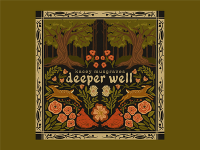 deeper well album art cardinal deeper well design flowers illustration kacey musgraves texture trees typography woodcut woods