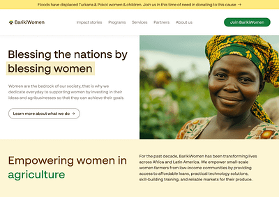 BarikiWomen Landing page agriculture design empowerment globalimpact landingpage socialimpact ui ux web women