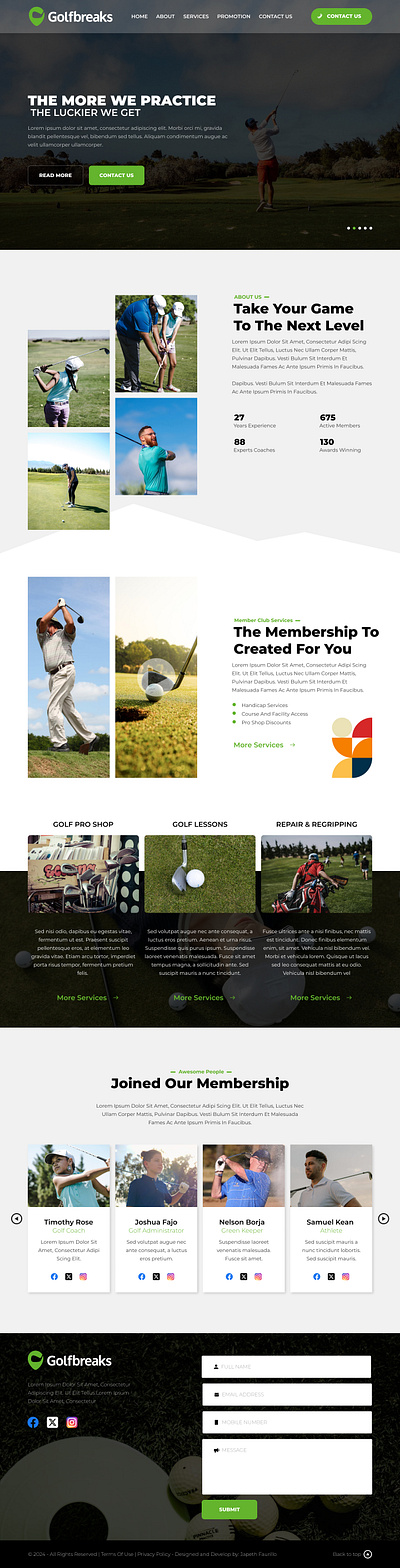 Golf website concept