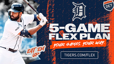 Tigers 5-Game Flex Plan adobe photoshop baseball design detroit detroit tigers graphic design mlb photoshop sports sports design tigers typography