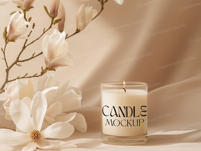 AI Images - Candle Mockup ai images ai mockup candle candle logo candle mockup candles magnolia flowers small business