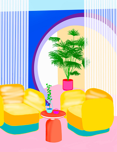 Living Room branding color design illustration procreate