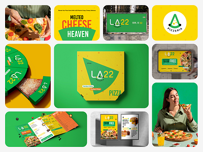 LA22 Pizzeria - Full Brand Identity & Packaging Design brandidentity branding creativedesign designagency foodandbeverage foodbranding graphicdesign logodesign marketingmaterials menudesign onexcell packagingdesign pizzashop restaurantdesign