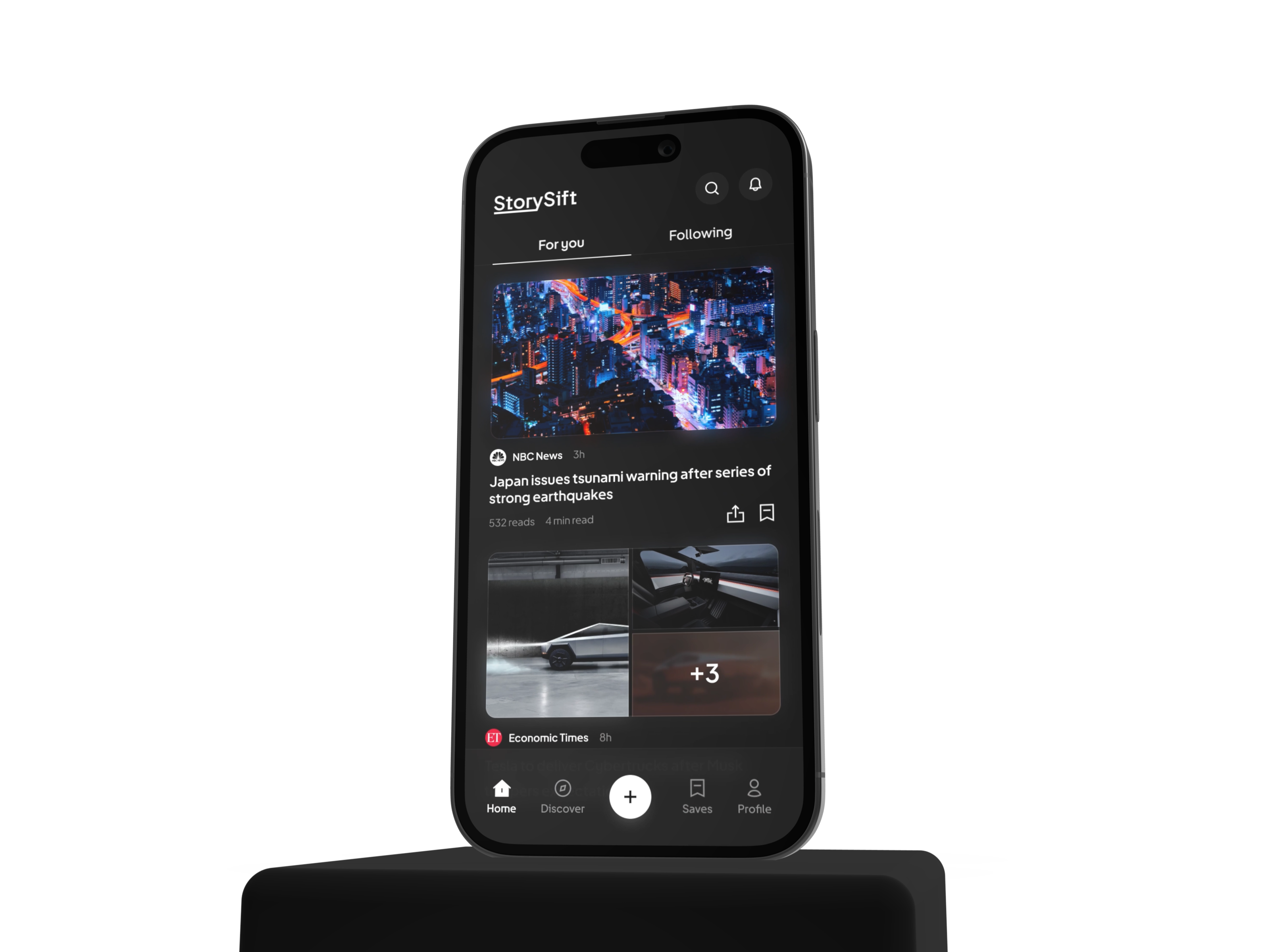 StoryStif - News service 3d 3d present add media animation application article branding discover home logo mobile app motion motion graphics news news app news mobile app news service search box ui ui motion