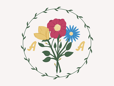 Authors Flowers bouquet brand daises design flowers graphic design illustration logo music rose vector wreath