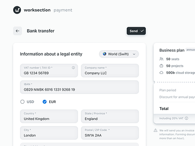 Billing form - invoice [light mode] bill bill plan create invoice finance form invoice light theme minimal payment product design saas subscribtion web