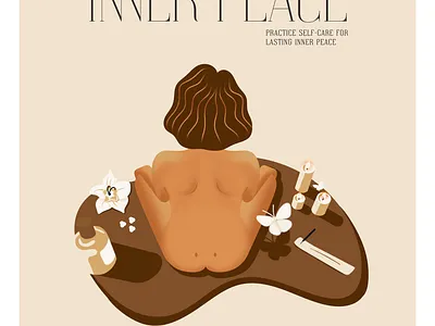 Inner peace book cover candle girl illustration inner peace peace procreate self care yoga