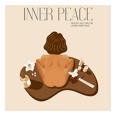 Inner peace book cover candle girl illustration inner peace peace procreate self care yoga