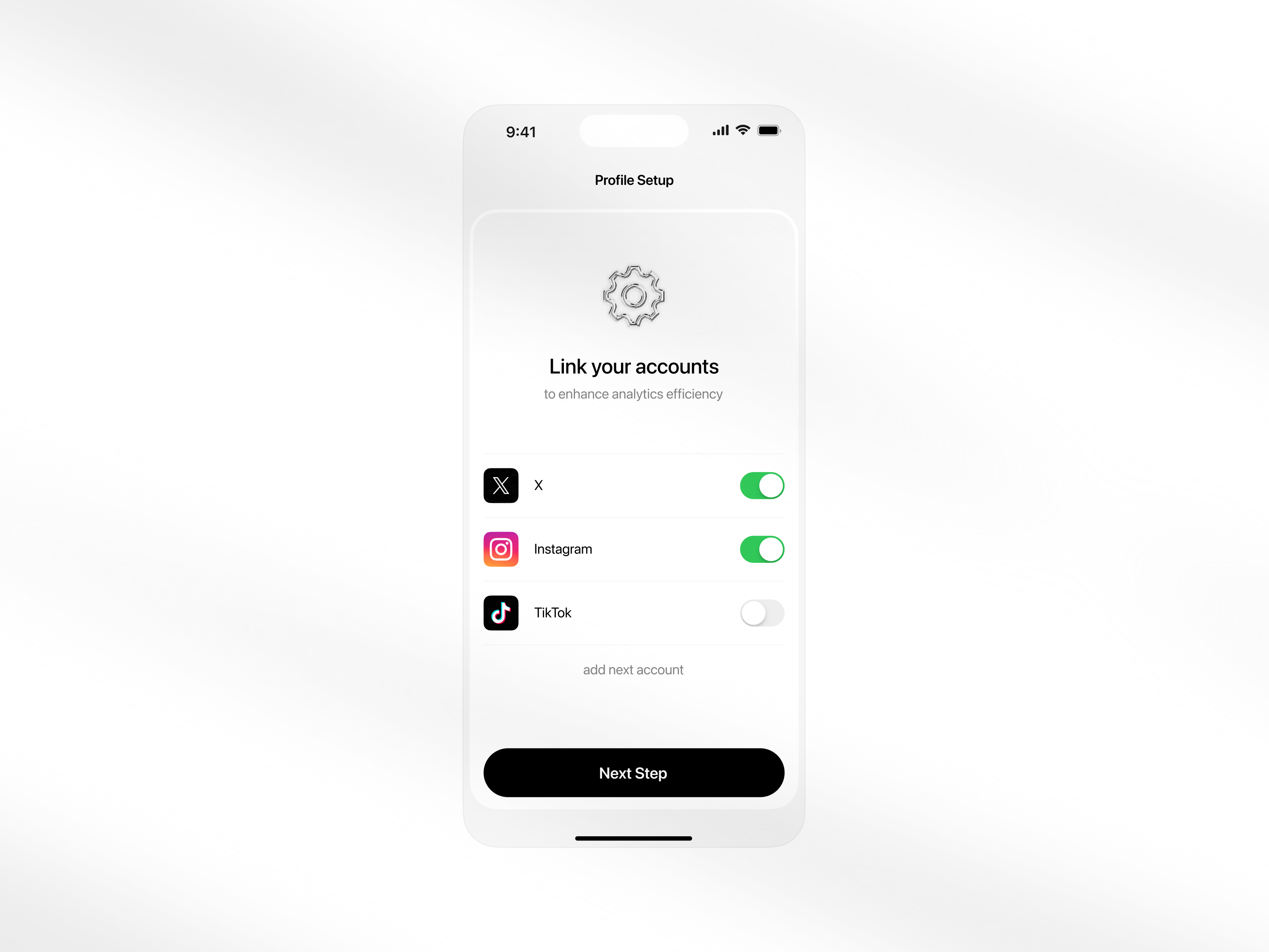 Social Integrations 3d app celan icon integrations media mobile social ui ux white