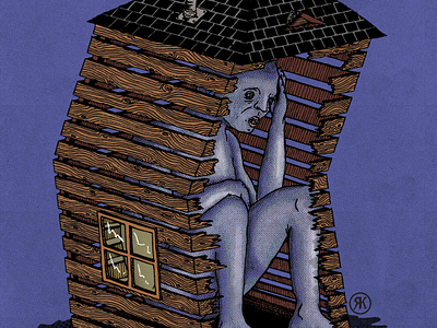 This Shack Houses A Consumed Man digital art drawing illustration introspective art mental health psychedelic psychology surreal art surrealism true grit texture supply