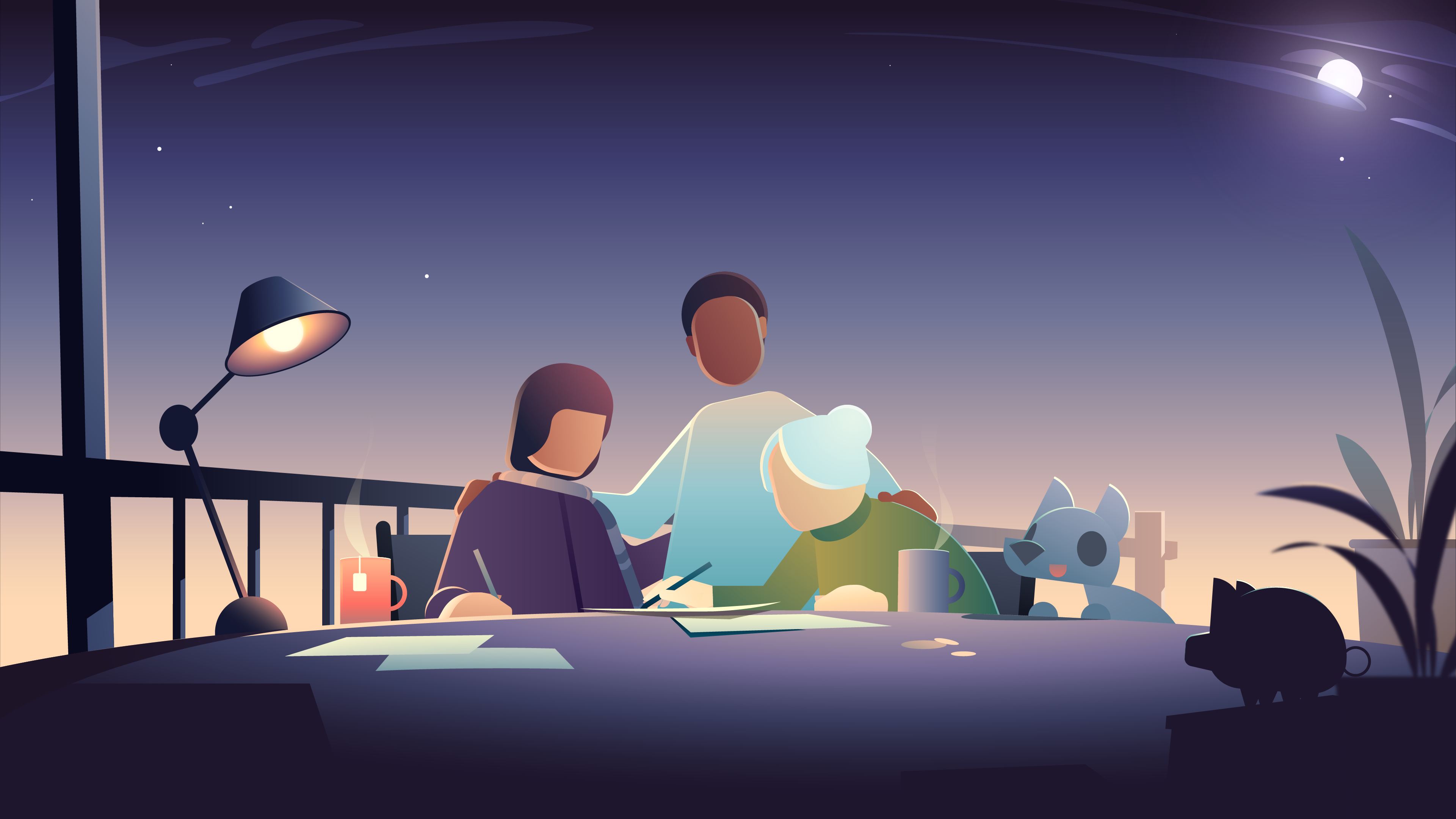 TIME - Redborder x AARP: The Changing Roles of Caregiving Part 3 article care caregiving character family gradient illustration illustrator landscape light people time vector