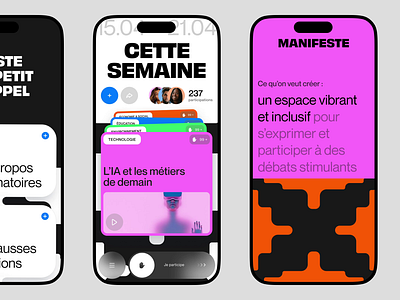 LA CABINE - UI Design app blue branding buttons colorful colours minimalist minimalist design mobile mobile design mobile first orange pink shapes swipe typography ui ui design