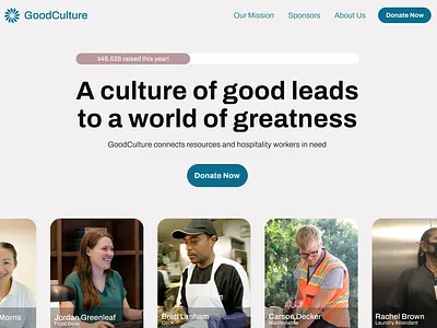 GoodCulture branding charity culture donations good hospitality landing page tracking web website