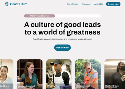 GoodCulture branding charity culture donations good hospitality landing page tracking web website