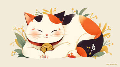 Calico Maneki-neko animal calico cat cute design graphic design illustration maneki minimal neko smile