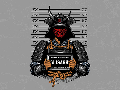 Samurai Mugshot ancientwarriorart artwork bushido graphic design samurai vector warrior