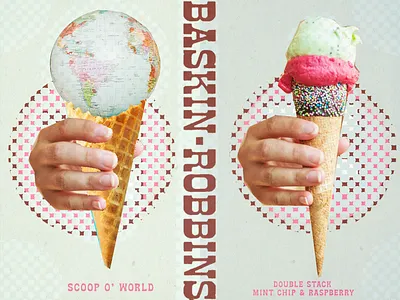 Collage - Scoop O' World artist collage collage design design graphic design ice cream illustration photo collage photoshop poster design retro vintage world