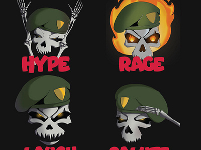 💀🎮 Introducing Skull Soldier Army Emotes - Ready for Battle! characterdesign digitalart discordemotes dribbbledesign emotes gamingdesign gamingemotes illustration streameremotes twitch emotes twitchemotes