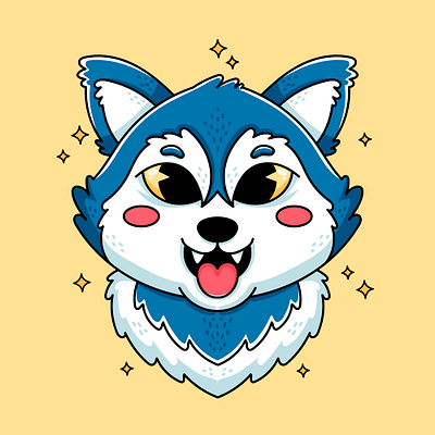 Cartoon Wolf animal cartoon character colorful cute design graphic design illustration kawaii smile wolf