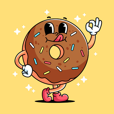 Cartoon Donut cartoon character chocolate colorful cute design donut food graphic design illustration sweet