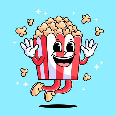 Cartoon Popcorn cartoon character colorful cute design food graphic design illustration kawaii popcorn snack