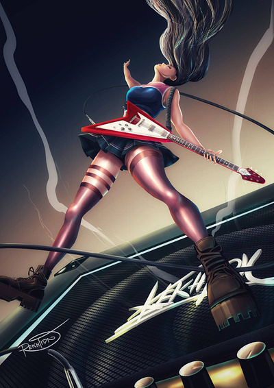 Musick by Rekhtion ⚡️ 033 clipstudiopaint draw girl guitar illustration metal music rekhtion rock