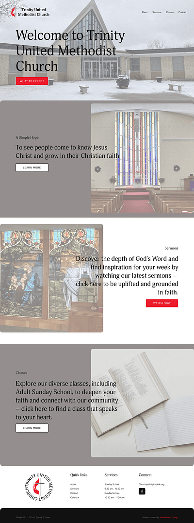 Trinity United Methodist Church css javascript squarespace web design web developer websites