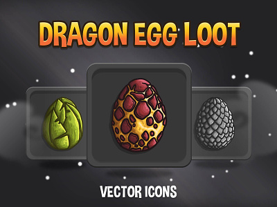 Dragon Egg Loot Vector Icons 2d art asset assets dragon egg fantasy game game assets gamedev icon icone icons illustration indie game loot mmo mmorpg rpg vector