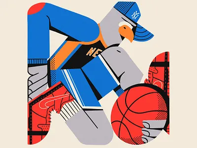 Knicks! all the pretty colors basketball character fashion illustration knicks nathan walker nba new york pigeon sneakers