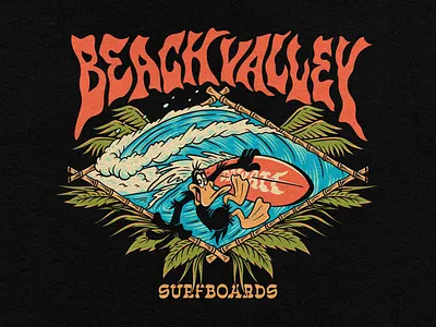 Beach Valley ( Pre-Made Design ) badge design beach beach design branding design graphic design illustration photoshop retro design surf surf design vintage