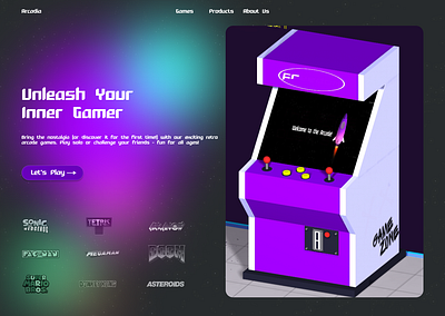 Arcade Inspired Hero Page ui ux